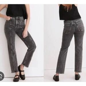 Madewell the perfect vintage straight leg seam front greywash jeans 28